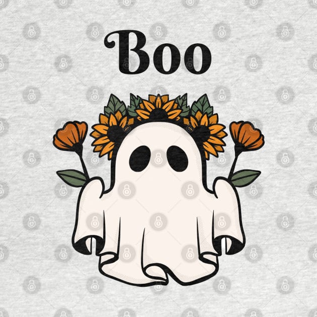 Cute ghost with flowers for Halloween by kuallidesigns